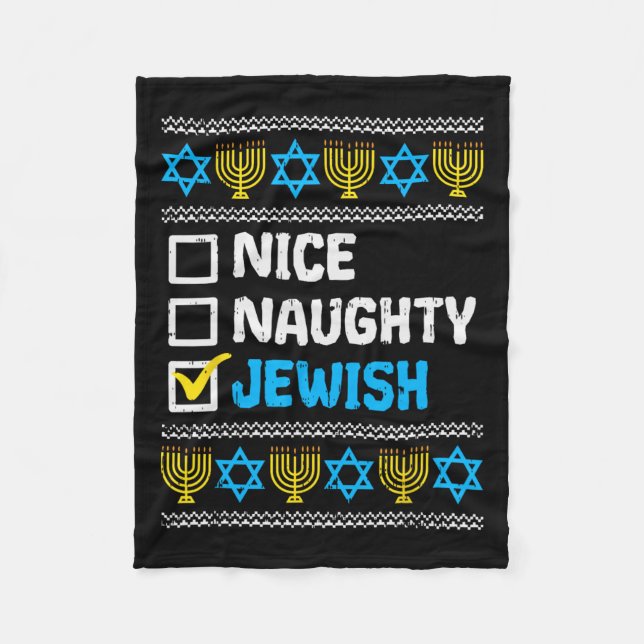 Snygg judisk Ugly Hanukkah Sweater Chanukah Fleecefilt (Framsidan)