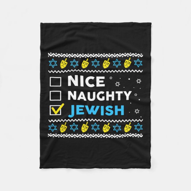 Snygg judisk Ugly Hanukkah Sweater Chanukah Fleecefilt (Framsidan)