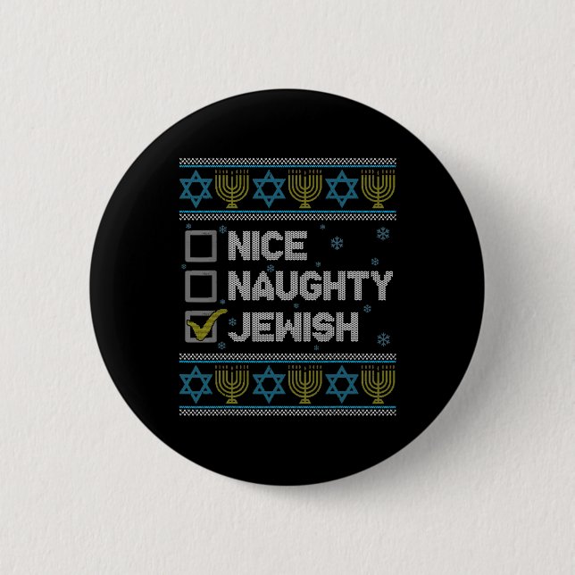 Snygg judisk Ugly Hanukkah Sweater Chanukah Knapp (Framsida)