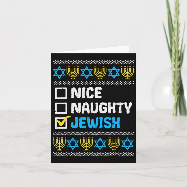 Snygg judisk Ugly Hanukkah Sweater Chanukah Kort (Framsida)