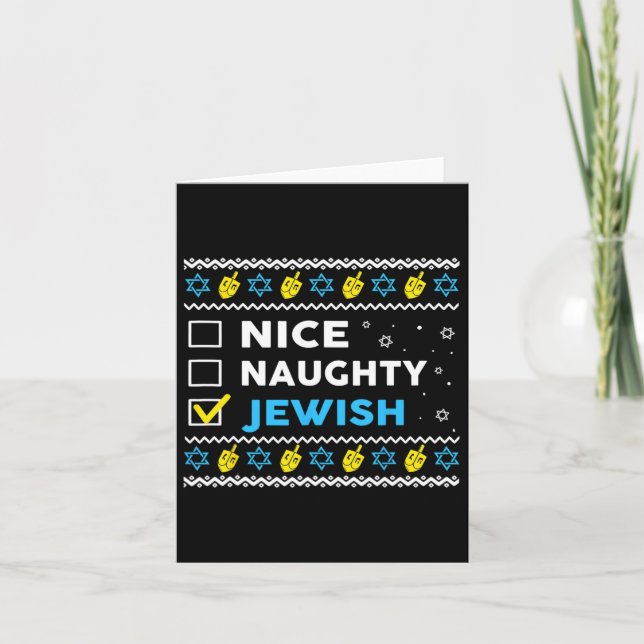 Snygg judisk Ugly Hanukkah Sweater Chanukah Kort (Framsida)