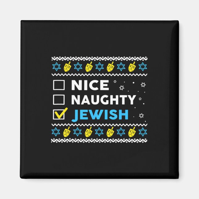 Snygg judisk Ugly Hanukkah Sweater Chanukah Magnet (Framsidan)