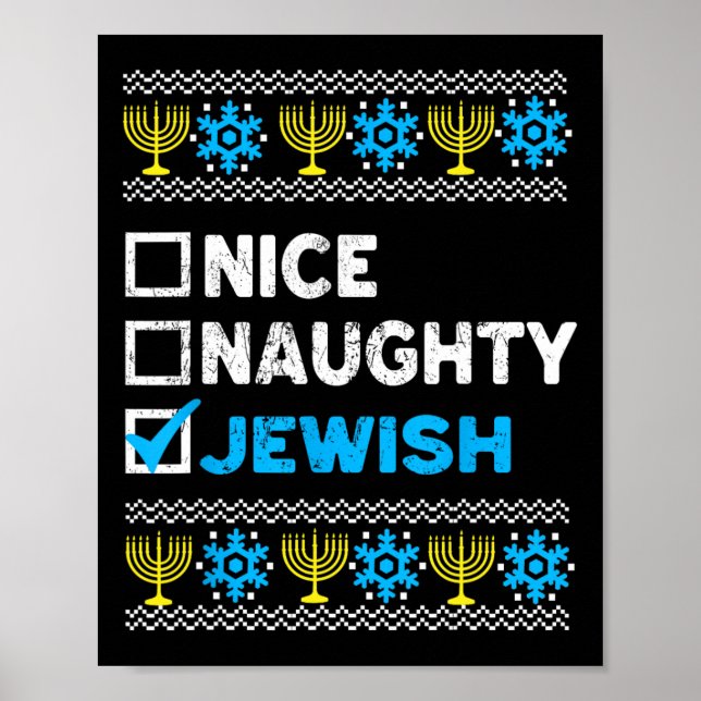 Snygg judisk Ugly Hanukkah Sweater Chanukah Poster (Framsidan)