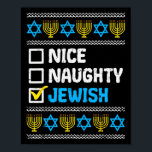 Snygg judisk Ugly Hanukkah Sweater Chanukah Poster<br><div class="desc">Snygg judisk ugglatt Hanukkah Sweater Chanukah Jew Gift Kortärmad</div>