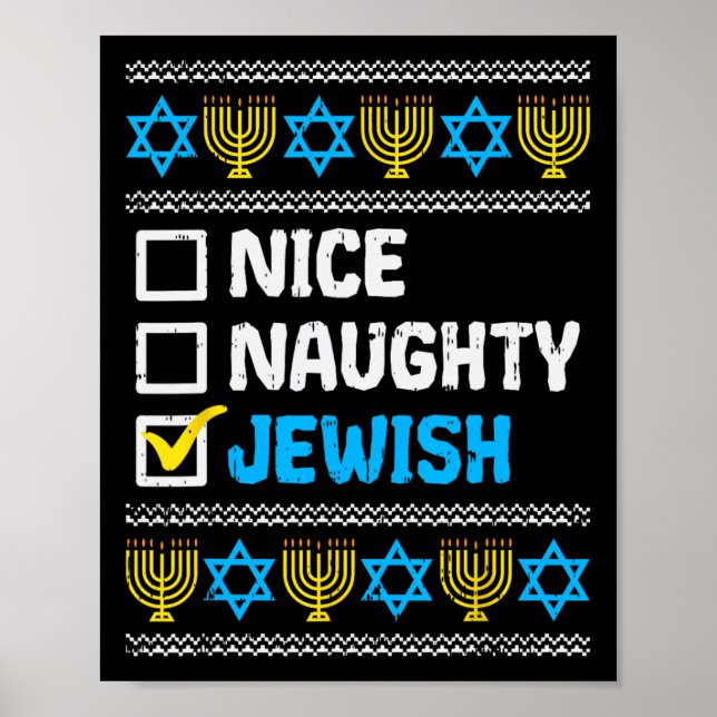 Snygg judisk Ugly Hanukkah Sweater Chanukah Poster (Framsidan)