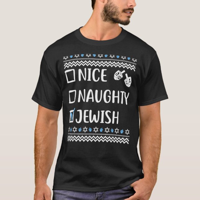 Snygg judisk Ugly Hanukkah Sweater Chanukah T Shirt (Framsida)