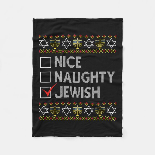 Snygg judisk Ugly Hanukkah Sweater Funny Ch Fleecefilt (Framsidan)