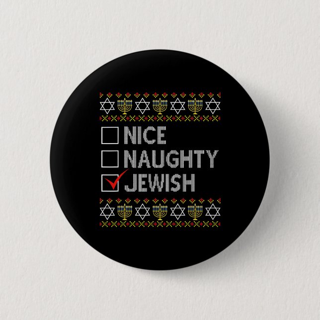 Snygg judisk Ugly Hanukkah Sweater Funny Ch Knapp (Framsida)