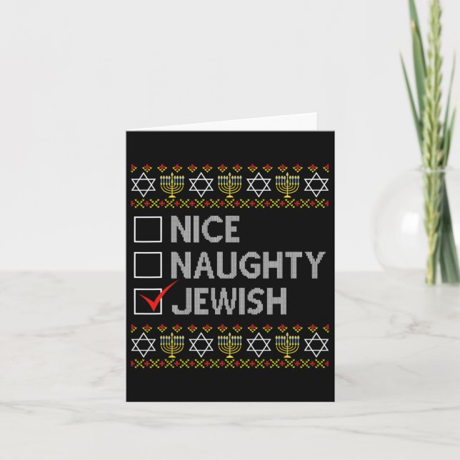 Snygg judisk Ugly Hanukkah Sweater Funny Ch Kort (Framsida)