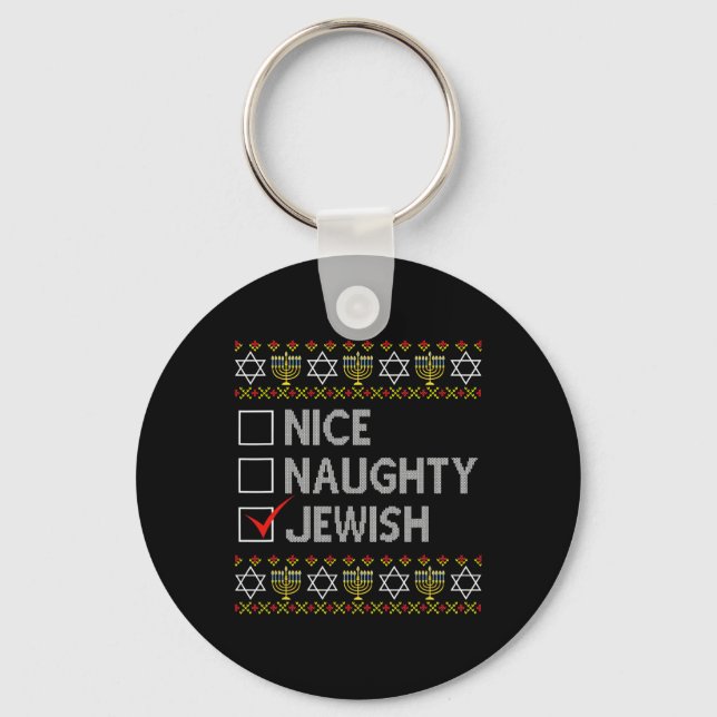 Snygg judisk Ugly Hanukkah Sweater Funny Ch Nyckelring (Framsida)