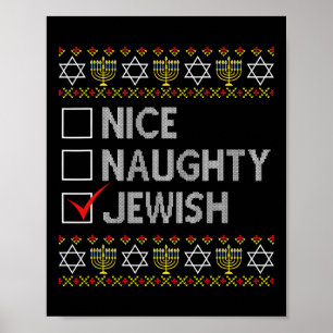 Snygg judisk Ugly Hanukkah Sweater Funny Ch Poster