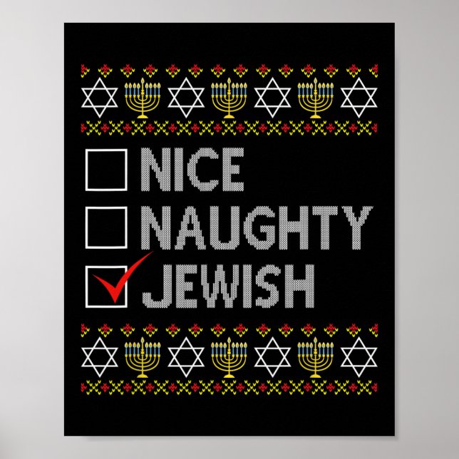 Snygg judisk Ugly Hanukkah Sweater Funny Ch Poster (Framsidan)
