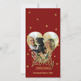 Snygg jul Guld Heart Photo Glitter Star Red