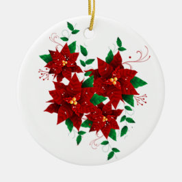 Snygg jul Röda blommor Ceramic Ornament