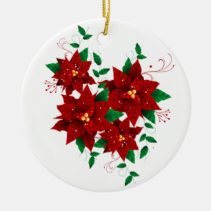 Snygg jul Röda blommor Ceramic Ornament