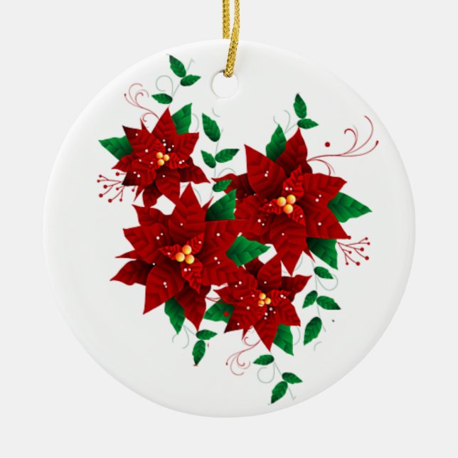 Snygg jul Röda blommor Ceramic Ornament (Framsidan)