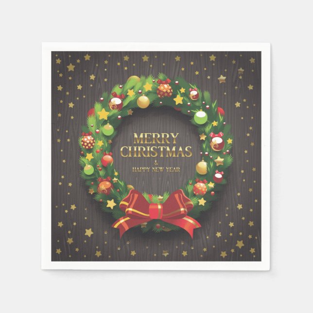 Snygg julfrand och Pappert rött strand Pappersservett (Framsidan)