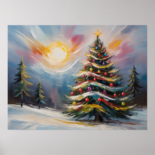 Snygg Julgran i Snowy Wonderland Poster (Framsidan)