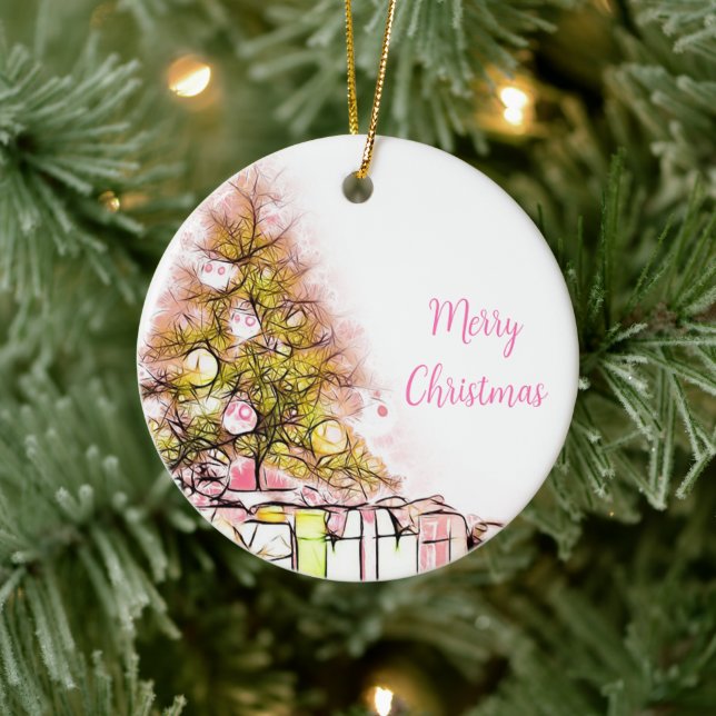 Snygg Julgran med Presenter Julgransprydnad Keramik (Träd)