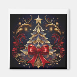 Snygg Julgran Red Ribbon Design Magnet