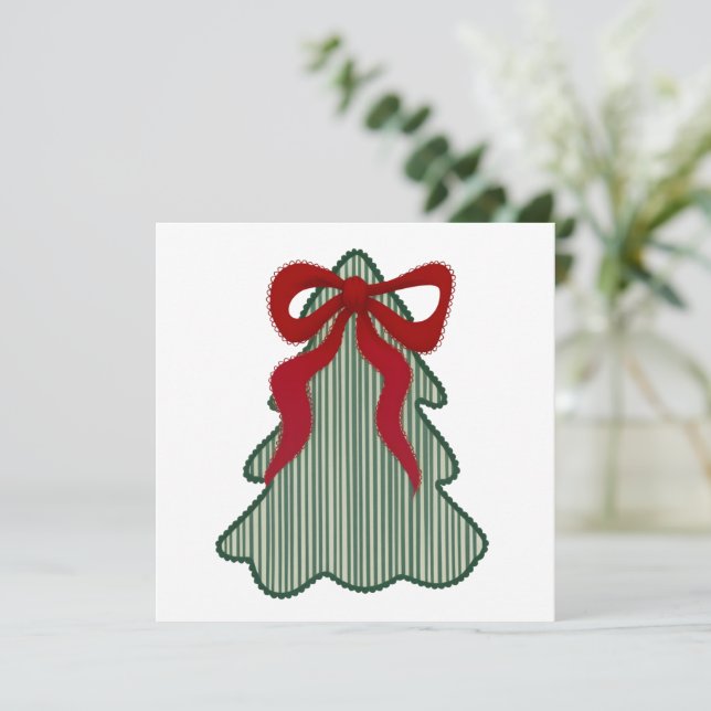 Snygg julgran Röd slinga Handritad Coquette  Julkort (Stående Fram)