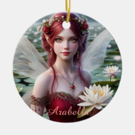 Snygg juli Fairy i Vatten Lilies Julgransprydnad Keramik