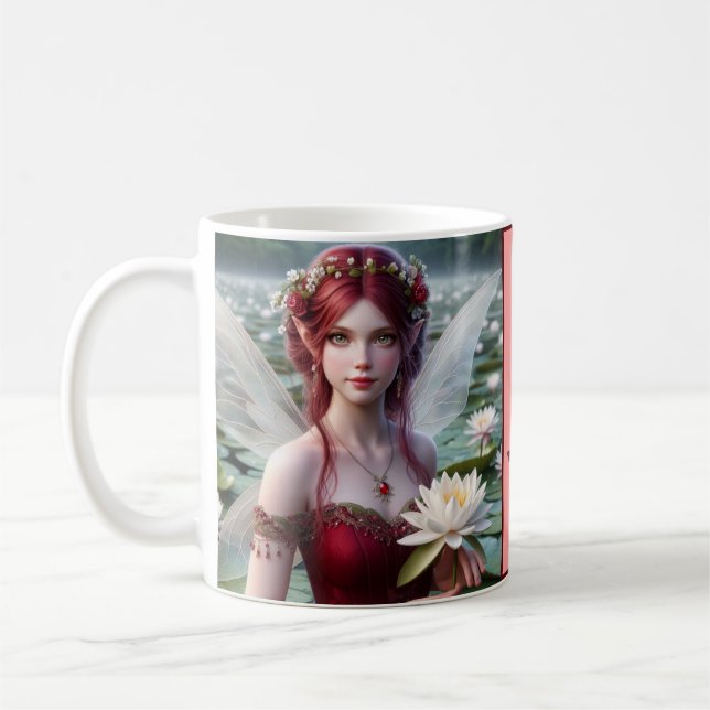 Snygg juli Fairy i Vatten Lilies Kaffemugg (Vänster)