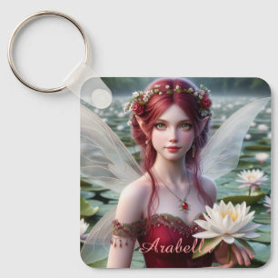 Snygg juli Fairy i Vatten Lilies Nyckelring