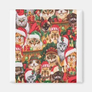 Snygg julkattfamilj, design av matglas magnet