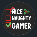 Snygg julklapp på Gamer-jullistan Runt Klistermärke<br><div class="desc">Snygg julklapp på Gamer-jullistan</div>
