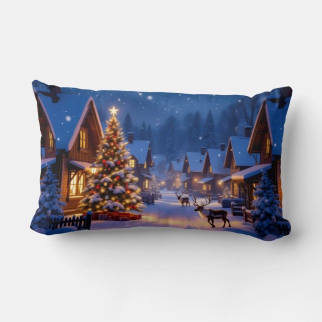 Snygg julkudde med tomte & renar lumbarkudde (Baksida)