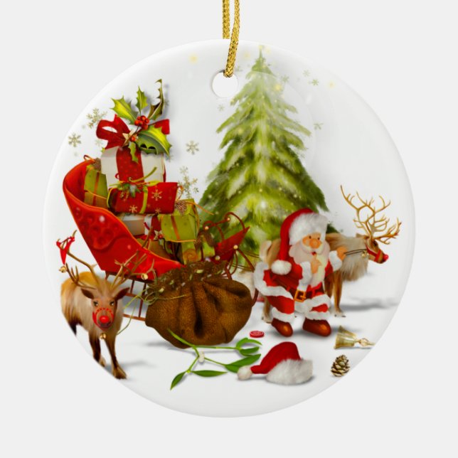 Snygg julscen Keramic Ornamic Julgransprydnad Keramik (Framsidan)