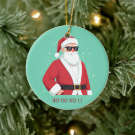Snygg jultomte med solglasögon Ho Ho Ho jul Julgransprydnad Keramik