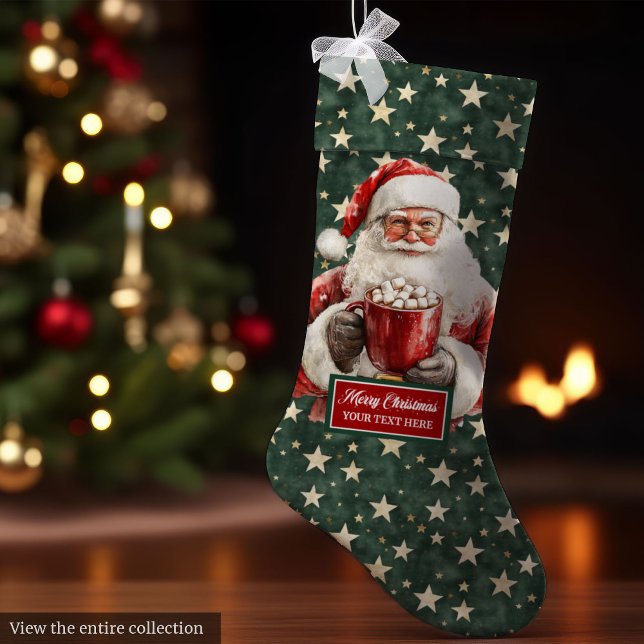 Snygg jultomten med ditt namn stor julstrumpa (Lovely Classic Santa Stocking with Your Name)
