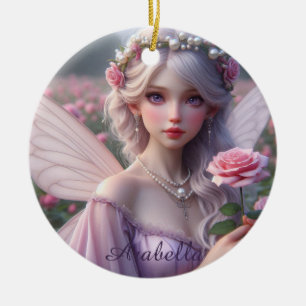 Snygg June Fairy i Ro Julgransprydnad Keramik