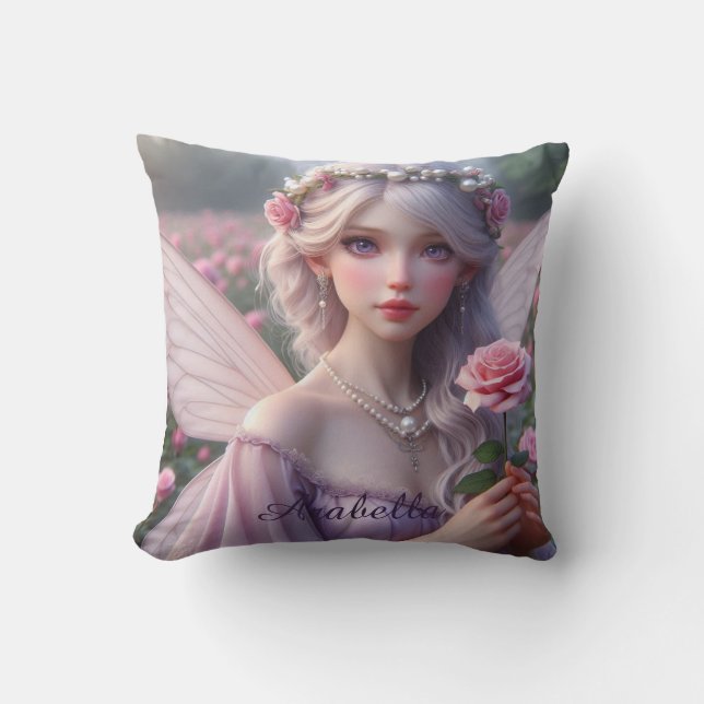 Snygg June Fairy i Ro Kudde (Framsida)