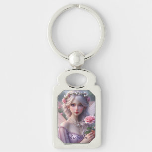 Snygg June Fairy i Ro Rektangulärt Silverfärgad Nyckelring