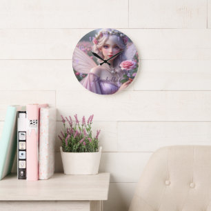 Snygg June Fairy i Ro Stor Klocka