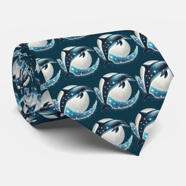 Snygg kaklad mönster delfin slips (Rullad)