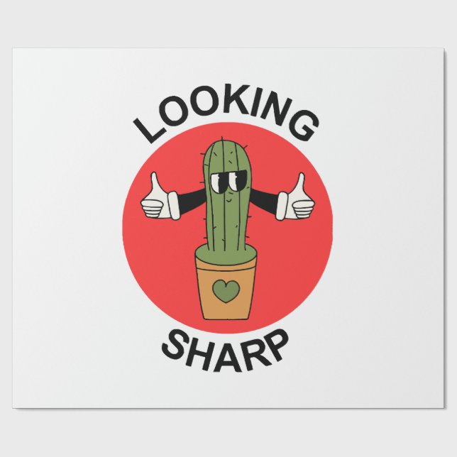 Snygg kaktus Puns Presentpapper (Platt)