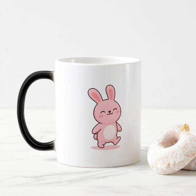 Snygg Kanin Minimal Kawaii Stil Magisk Mugg (Med munk)