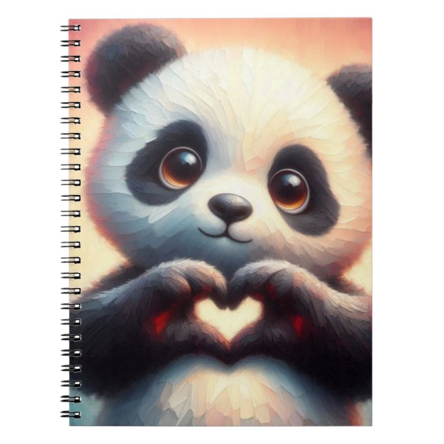 Snygg Kärlek Heart Panda Anteckningsbok (Framsidan)