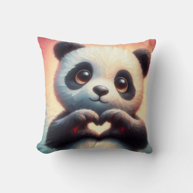 Snygg Kärlek Heart Panda Kudde (Framsida)