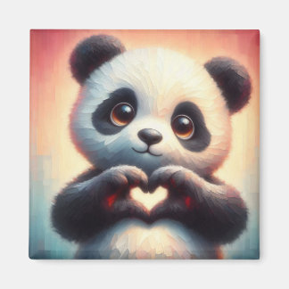 Snygg Kärlek Heart Panda Magnet