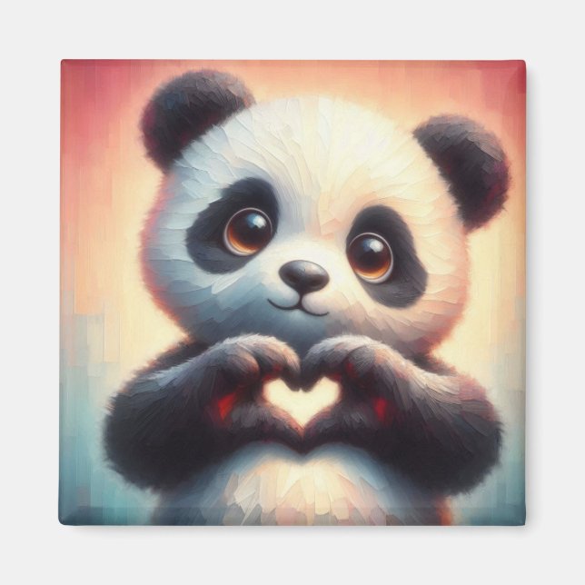 Snygg Kärlek Heart Panda Magnet (Framsidan)