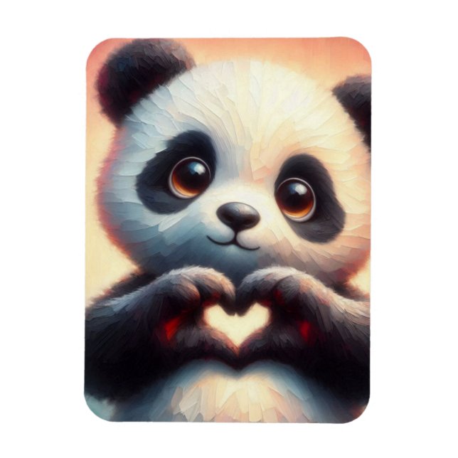 Snygg Kärlek Heart Panda Magnet (Vertikal)