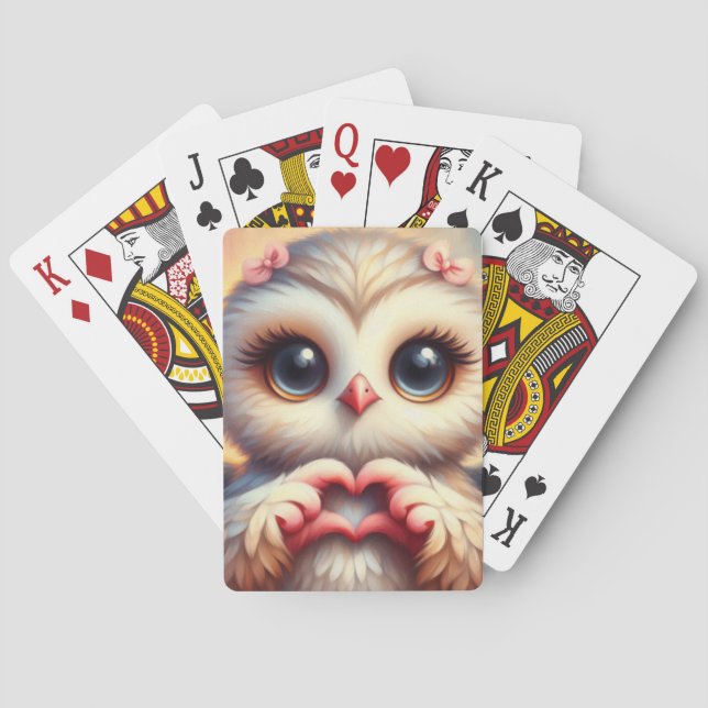 Snygg Kärlek Heart Uggla Casinokort (Baksidan)