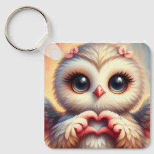 Snygg Kärlek Heart Uggla Nyckelring