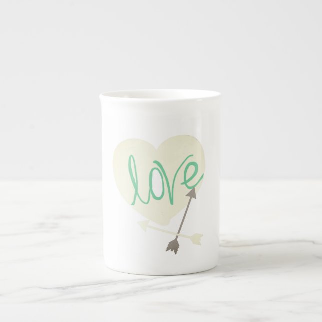 Snygg Kärlek Hjärtan Pilar Kaffe Te Mugg Kopp Benporslin Mugg (Framsidan)