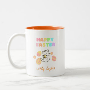 Snygg katt med Påskägg 2-tonkaffe Mugg